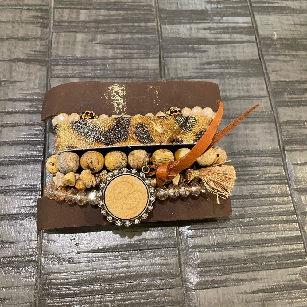 Adorable stacked Sandra Ling upcycled Gucci bracelet